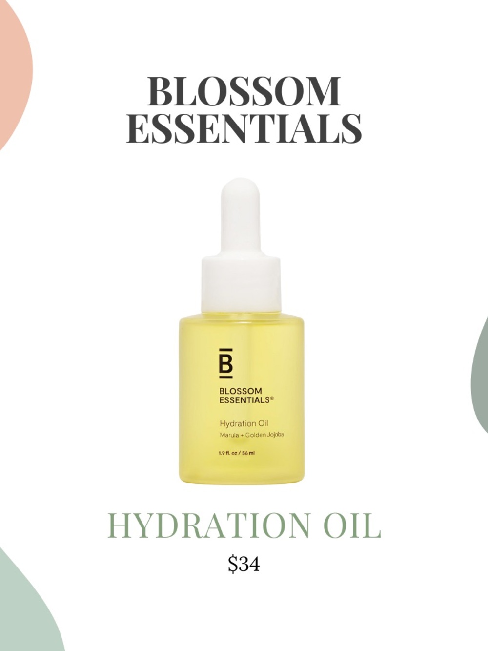 Blossom Essentials Hydration Oil sensitive skin vegan unscented skincare